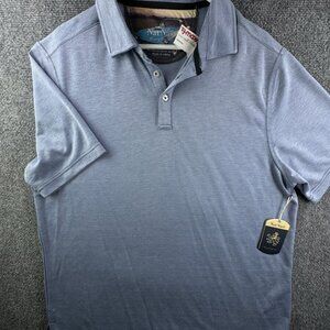 NWT Nat Nast Short Sleeve Polo Shirt Large Rayon Blend Pullover Blue $48 Adult